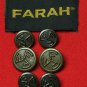 Vintage Farah Blazer Buttons Set Antique Gold 1970s