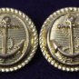Two JG Hook Nautical Anchor Blazer Buttons Gold Hook Shank