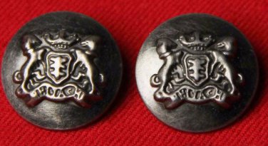 Two Mens Kingsley Vintage Blazer Buttons Gray Silver Metal 1970s