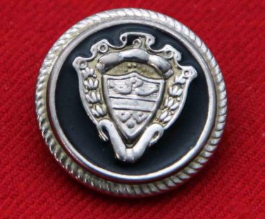 One Mens Vintage Blazer Button Silver Black Gold Shank 1970s
