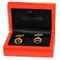 Lindenmann Cuff Links Gold Brass and Black Men's