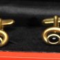 Lindenmann Cuff Links Gold Brass and Black Men's