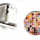 Mosaic Pattern Cufflinks Silver Zinc Alloy Multi-color Men's