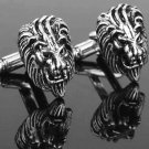 Lion Head Cufflinks Gray Silver Zinc Alloy Men's