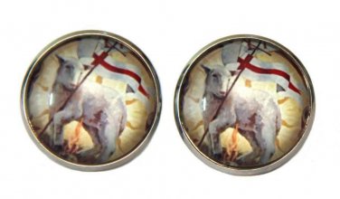 Lamb and Flag Cufflinks Silver Zinc Alloy Men's