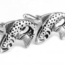 Fish Cufflinks Silver Gray Zinc Alloy Men's