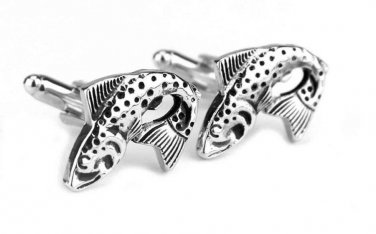 Fish Cufflinks Silver Gray Zinc Alloy Men's