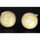 Record Spindle Cufflinks Men's Silver Alloy Yellow White Men's