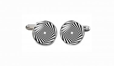 Gascoigne Cufflinks Optical Illusion Black White Silver Men's