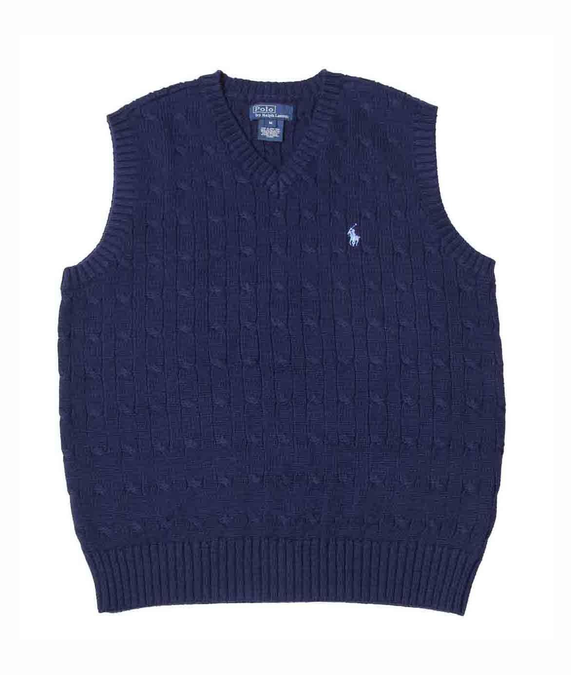 Boy's Child's Polo by Ralph Lauren Sweater Vest Navy Blue Cable Knit V ...