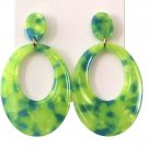Acrylic Dangle Earrings Green Blue Abstract Women's