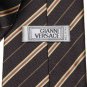 Gianni Versace Tie Brown Yellow Pink Striped Italian Silk Men's Long