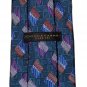 Vintage Donna Karan Italian Silk Tie Teal Brown Blue Geometric 1980s Men's