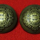 Two Large Men's Regiment Coat  or Jacket Buttons Gold Brown Metal Shank