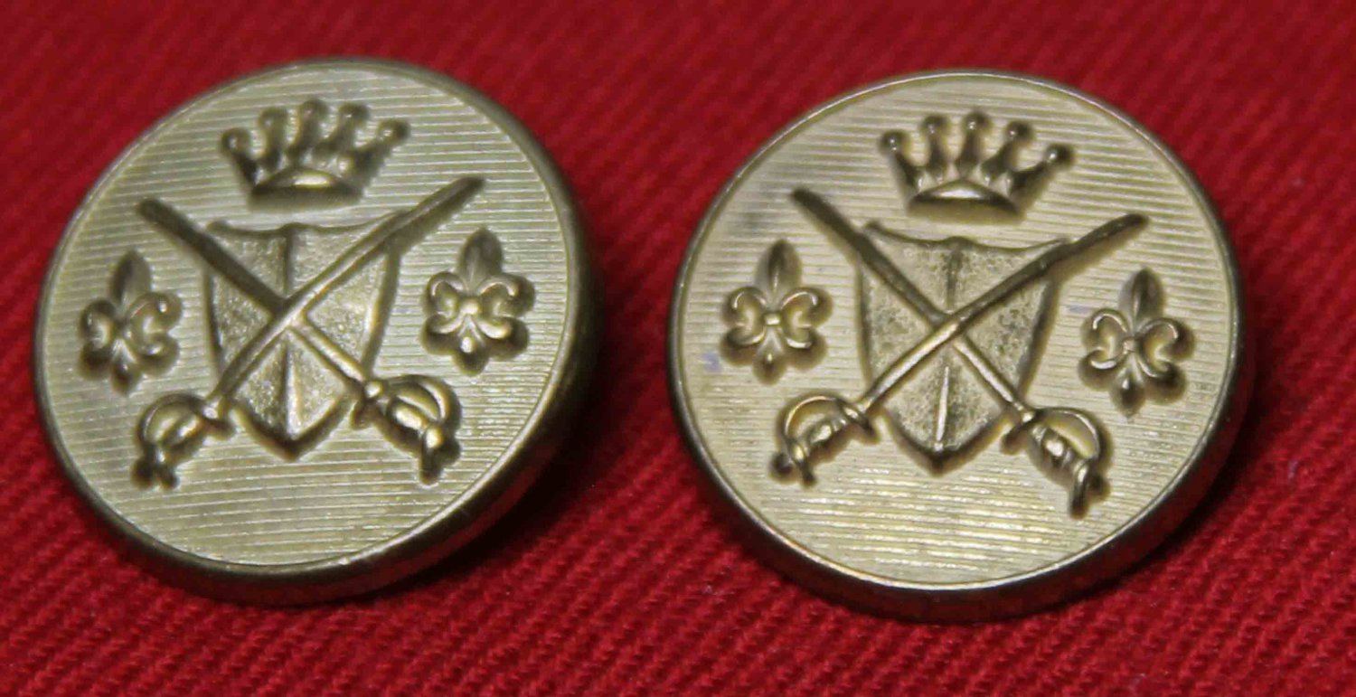 Two Mens Vintage 1960s Excelsior Blazer Buttons Gold Shank Swords