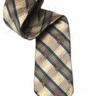 Vintage Briar Tie Linen Silk Plaid Polo Players 1980s Tan Blue Men's Vintage Briar Tie Linen Silk Plaid Polo Players 1980s Tan Blue Men's