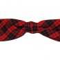 Vintage Skinny Bow Tie Red Black Plaid Clip-On 1970s Men's