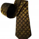 Vintage 1960s Silk Tie Golden Olive Black Lattice Pattern Men's Vintage 1960s Silk Tie Golden Olive Black Lattice Pattern Men's