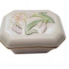 Small Lenox Tiger Lilly Keepsake Box Ivory Yellow Green Gold Floral Butterfly