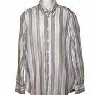 Brunello Cucinelli Linen and Cotton Shirt Tan White Gray Men's Size USA Medium or European Large