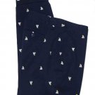 Talbots The Weekend Chinos Pants Navy Blue White Cropped Embroidered Sailboats Size 8