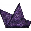 Gascoigne Silk Jacquard Pocket Square Purple Ornate Scroll Pattern Men's