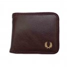 Fred Perry Bifold Wallet Brown Gold Emblem PU or Polyurethane Men's