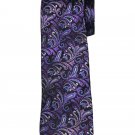 Van Heusen Silk Tie Purple Blue Black White Scroll Pattern Men's Long