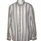 $625 Brunello Cucinelli Striped Basic Fit Shirt Linen Cotton Striped USA Medium