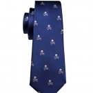 Gascoigne Silk Tie Skull Pattern Navy Blue White Men's