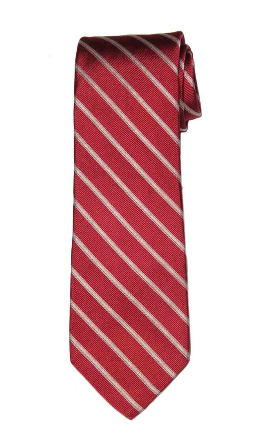 Hart Schaffner Marx Silk Tie Red White Striped Men's Long