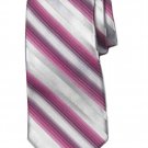Express Silk Tie Pink White Gray Striped Men's Long