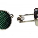 Gascoigne Cufflinks Green Silk Face Silver Metal Zinc Alloy Men's
