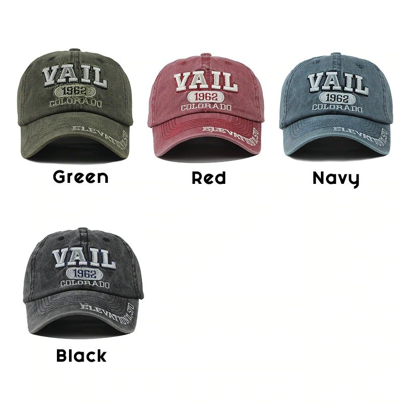 Vail 1962 Colorado Washed Cotton Baseball Cap Snapback Hat For Men