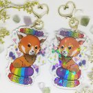Rainbow Red Panda Holographic Acrylic Charm