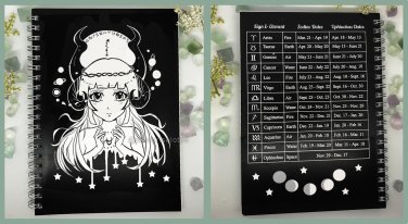 Zodiac Astrology Anime Girl Notebook