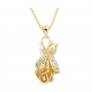 gold plated crystal rose flowers pendant necklace