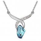 Fashion Luxury Silver Clear and blue Crystal Pendant Necklace