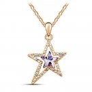 Gold Purple and Aurora Borealis Crystal Star Pendant Necklace