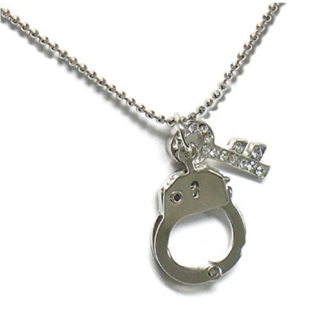 Silver Handcuff with Key Pendant Necklace