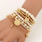 Tocona 6pcs/set Fashion Gold Color Beads Pearl Star Multilayer Beaded Bracelets