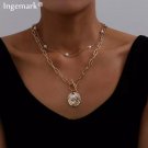 Gothic Baroque Pearl Coin Pendant Choker Necklace for Women