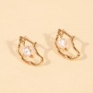 KMVEXO Gold Metal Geometric Baroque Irregular Imitation Pearl Earrings