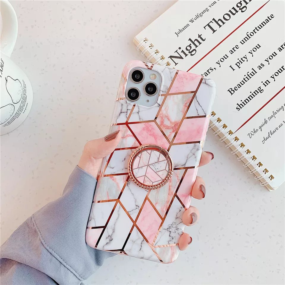 FLYKYLIN Ring Holder Marble Case on For Samsung S20 Plus Soft Cover