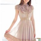 eBeauty*315 - Pink purple nice chiffon + satin Korean Dress