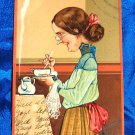 1908 Paul Finkenrath Comic Litho Postcard Series 6742 Woman Makes Tea for One