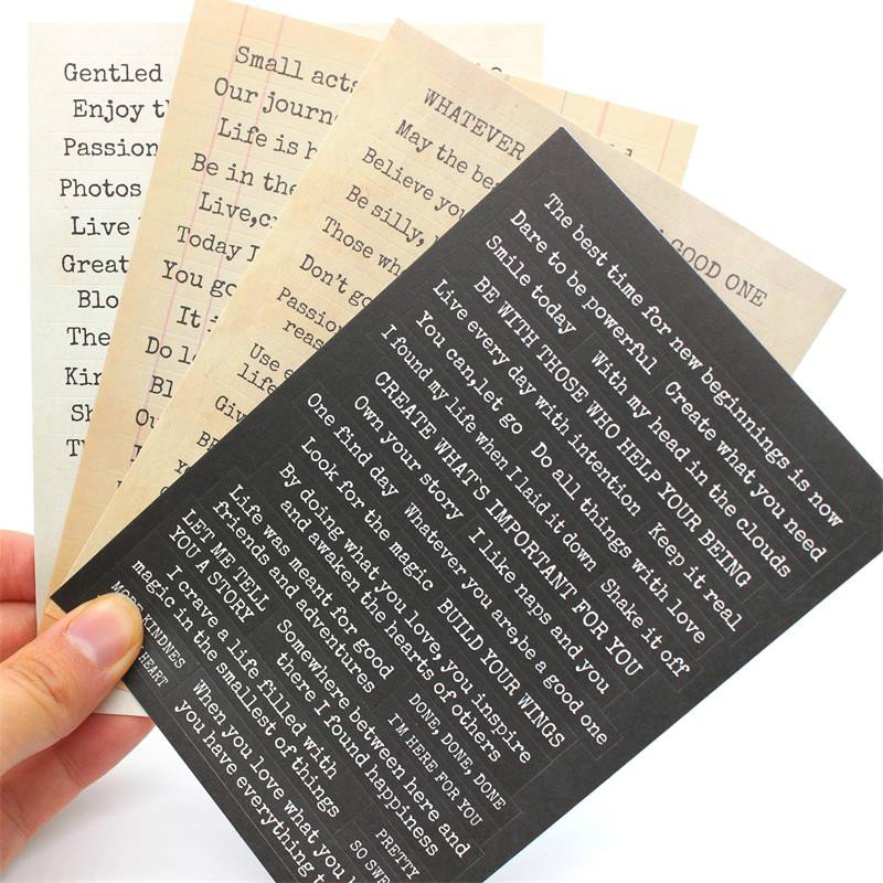 Words Stickers for Scrapbooking DIY Projects Photo Album Card Making 4pcs