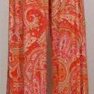 NWT RALPH LAUREN Orange Paisley Stretch Viscose Jersey Wide Pants XL Pink White
