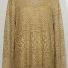 NWT RALPH LAUREN Gold Metallic Pointelle Knit Long Sweater Top 3X