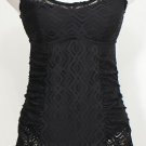 NWT BECCA ETC Black Crochet Swimdress Ruffle Swimsuit 0X 14 16 Tummy Control